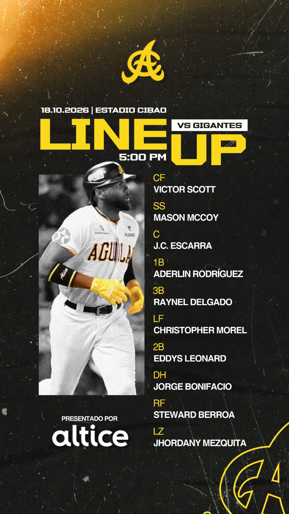 Listos para salir al terreno. Esta es nuestra alineación frente a los Gigantes. 🔥🦅