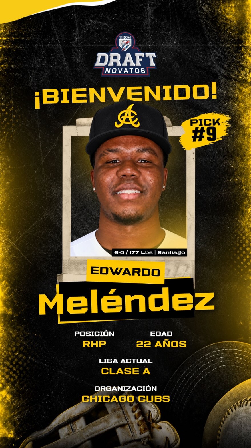 ¡BIENVENIDO EDWARDO! 

Nuestro séptimo pick es el lanzador Edwardo Meléndez. 

#DraftLIDOM