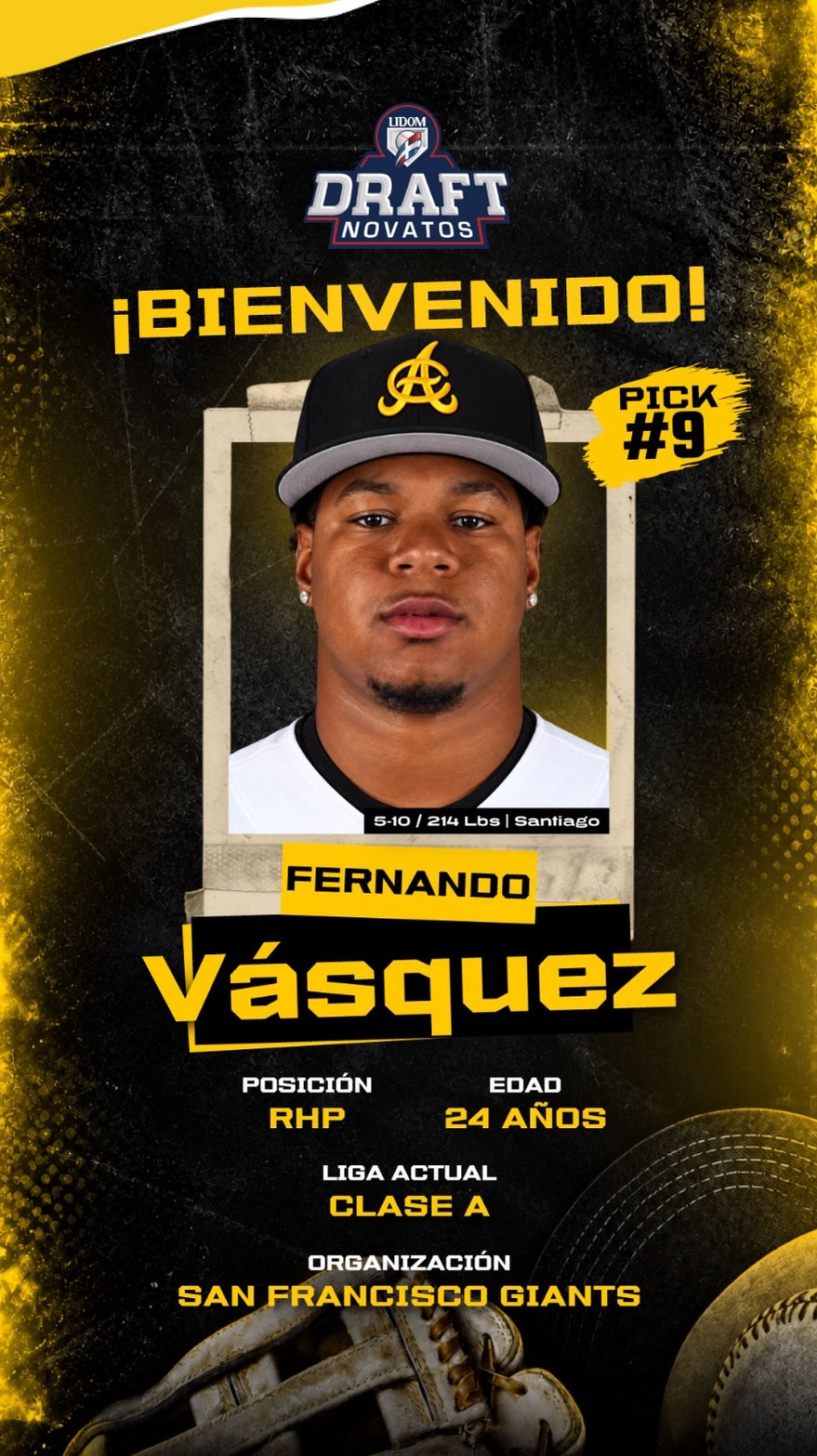 ¡BIENVENIDO FERNANDO! 

Nuestro noveno pick es el lanzador Fernando Vásquez. 

#DraftLIDOM