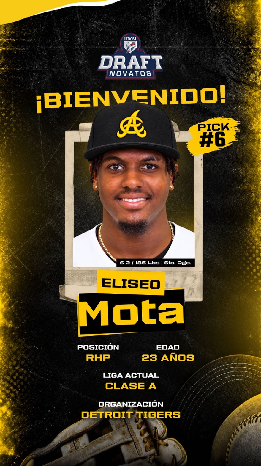 ¡BIENVENIDO ELISEO! 

Nuestro sexto pick es el lanzador derecho Eliseo Mota. 

#DraftLIDOM