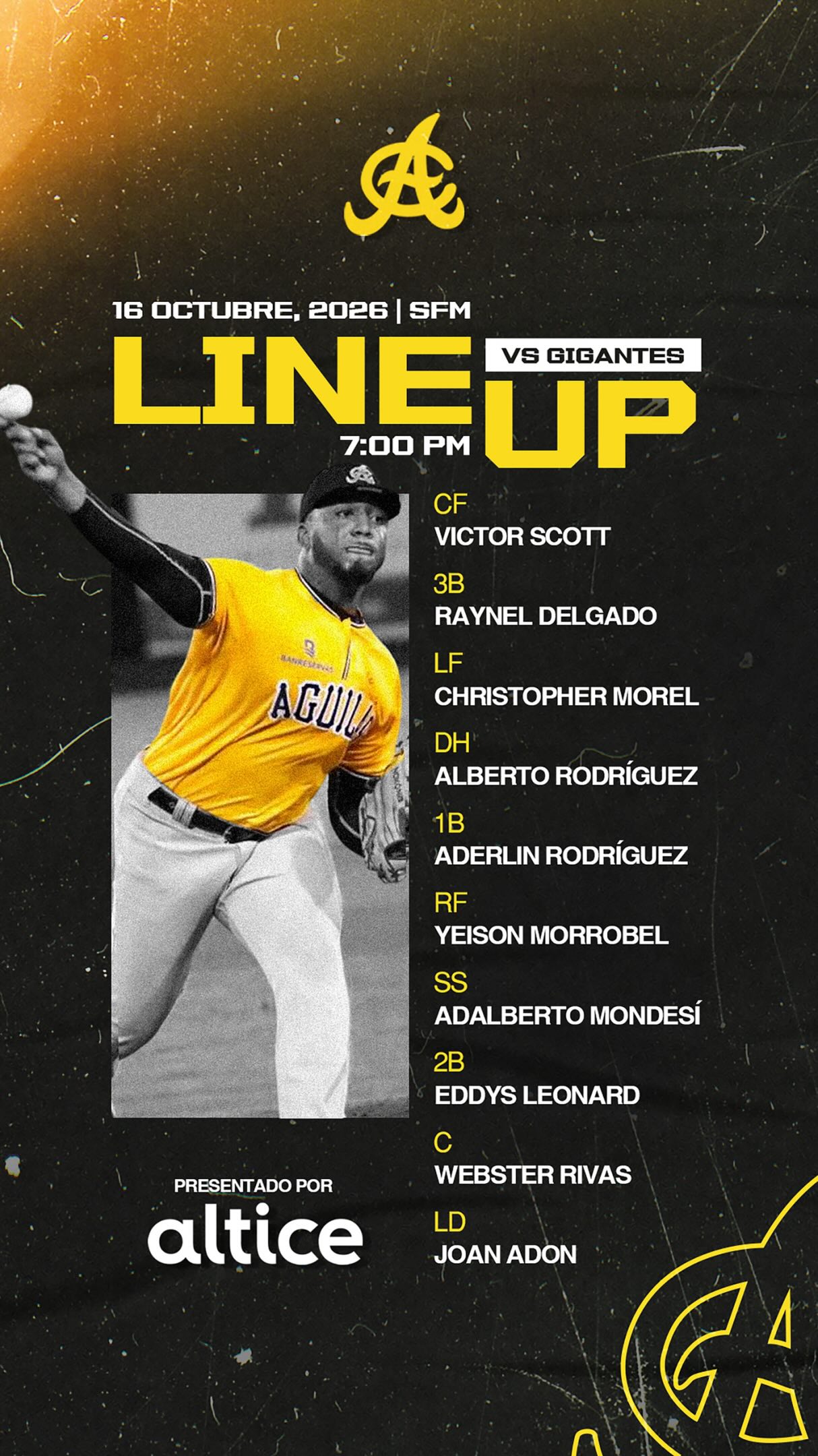 Nuestro lineup frente a los Gigantes del Cibao. ¡Vamo’ a esto! 😎🔥