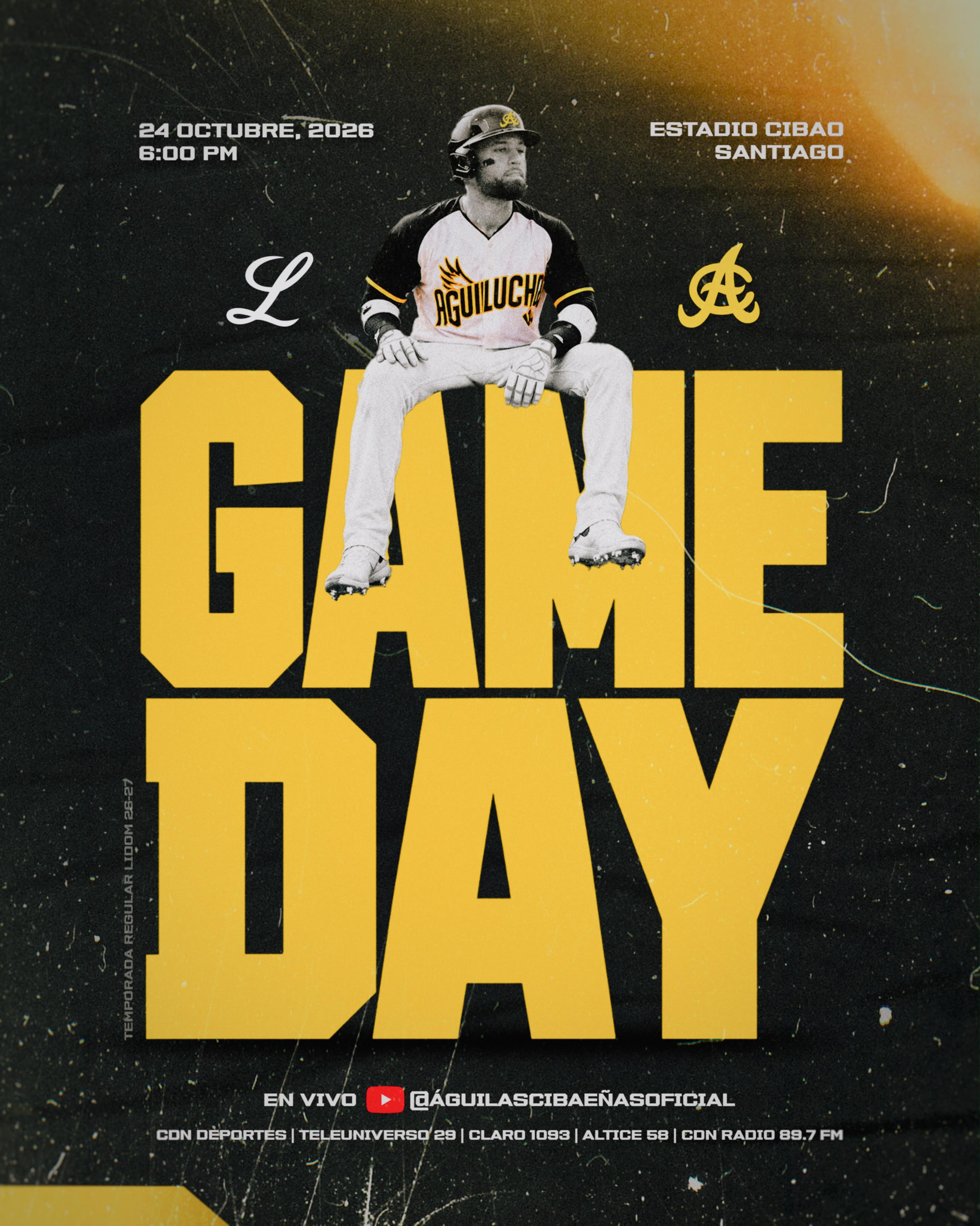 ¡JUEGO DEL DÍA! 

Hoy enfrentamos en casa a los Tigres desde las 6:00pm 

🏟️ Estadio Cibao 

Vamos en vivo por YouTube.