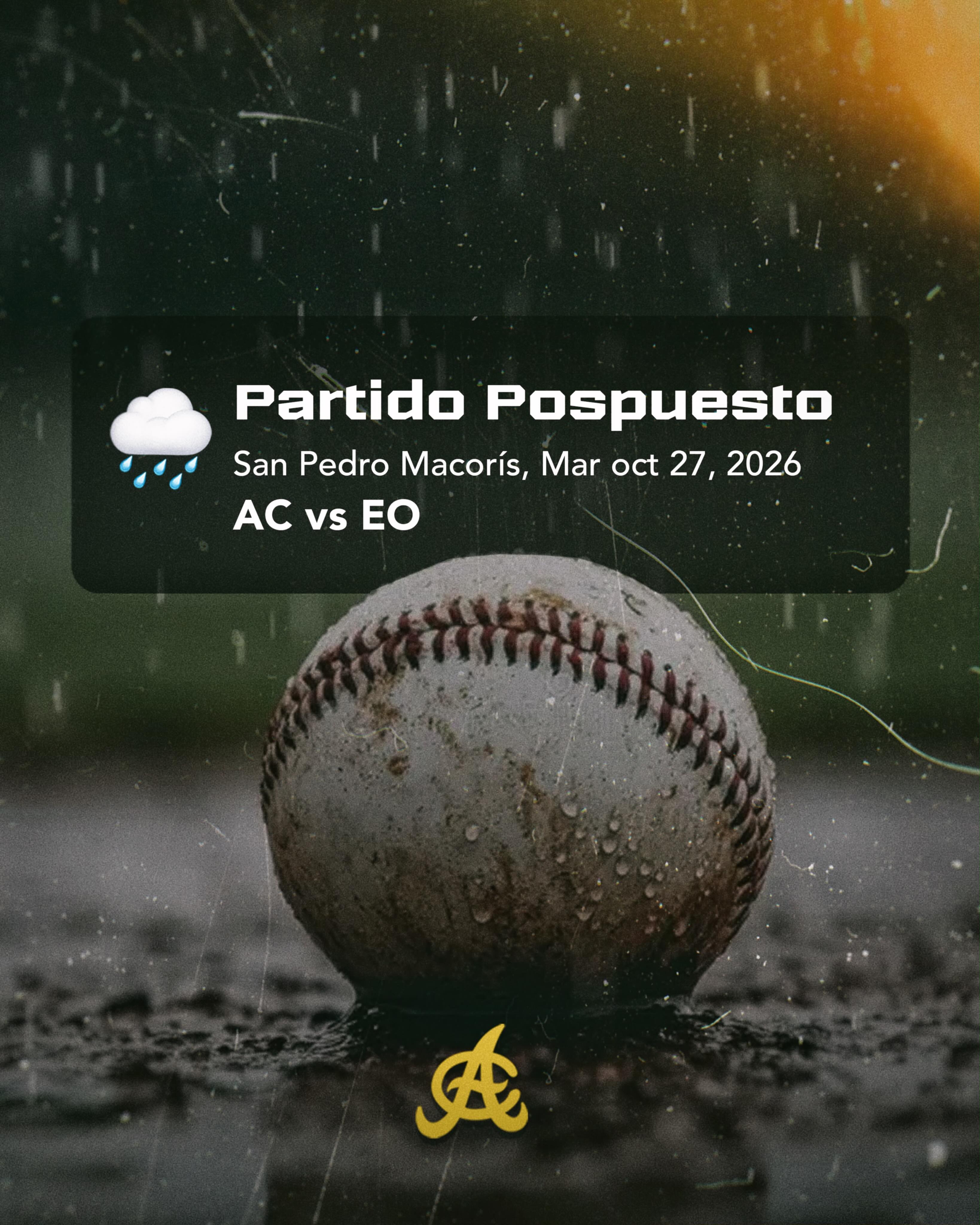 Nuestro juego de hoy ha sido pospuesto por lluvia. 🌧️