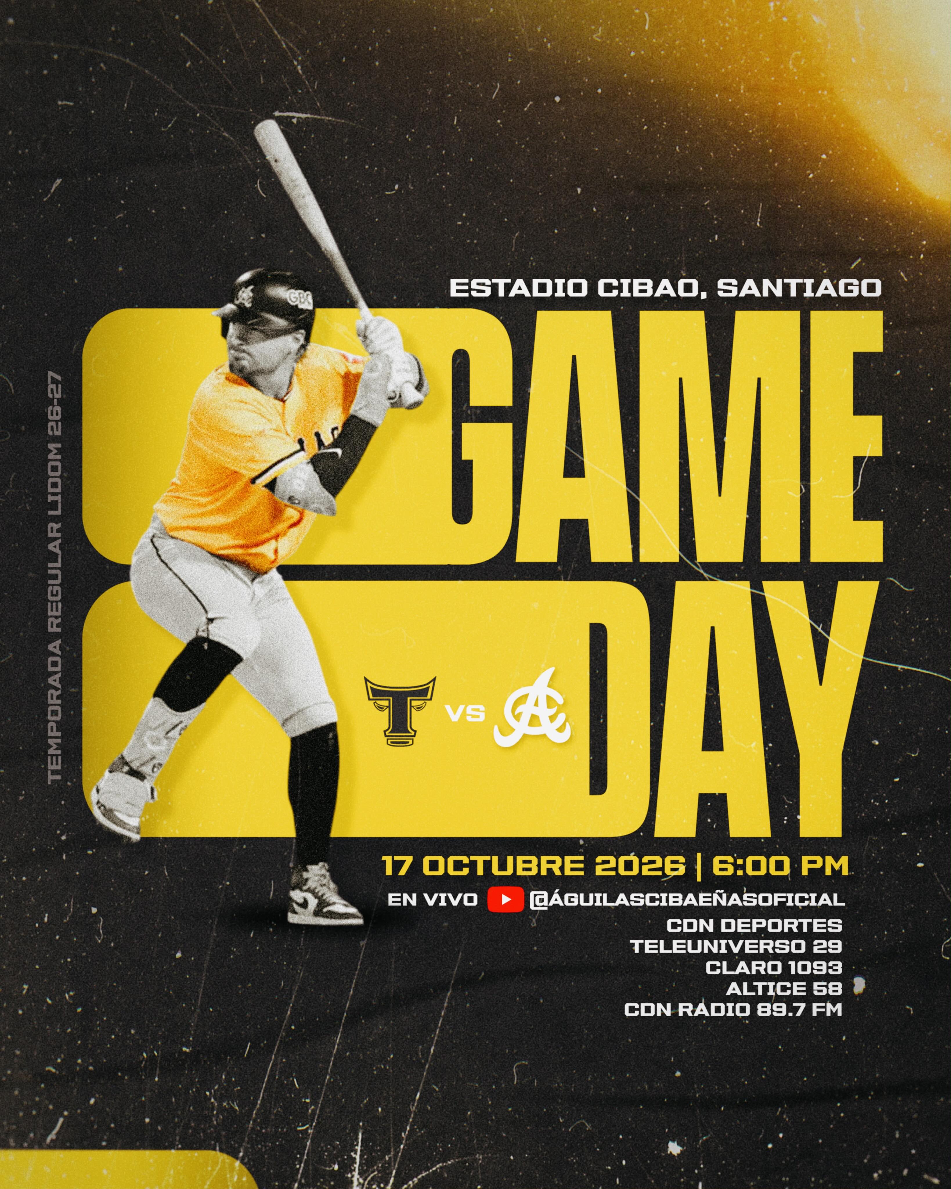 ¡PRIMERO EN CASA! 

Hoy jugamos en casa, recibimos a los Toros en nuestro hogar el 🏟️ Estadio Cibao desde las 6:00pm 

Vamos en vivo por YouTube.