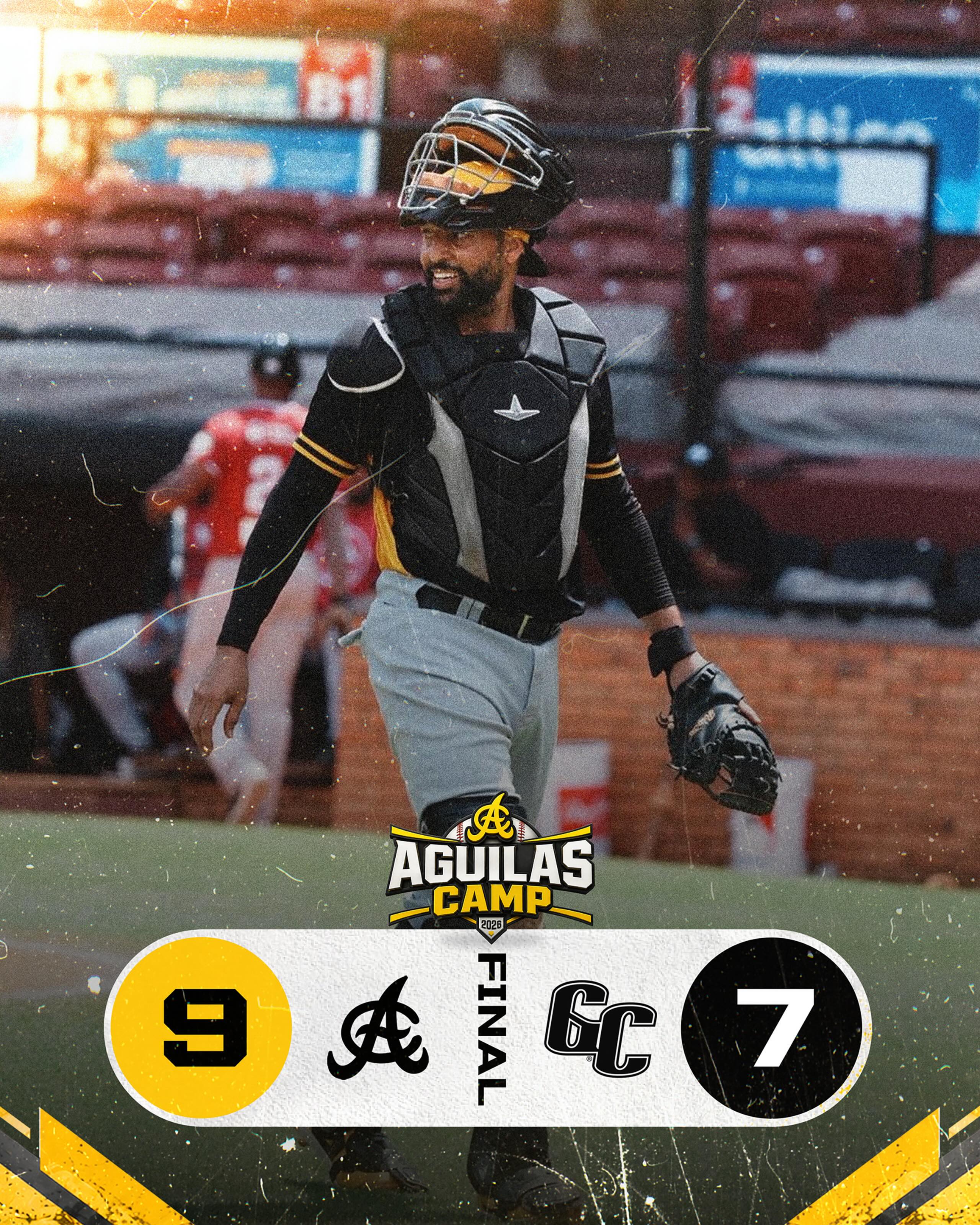 Final en el Julián Javier. 

Derrotamos 9 por 7 a los Gigantes del Cibao. 

Ronny Rodríguez de 3-2 con 2 HR. 
Adalberto Mondesi conectó HR. 
Frederick Bencosme conectó HR. 
Seuly Matías conectó HR. 

#ÁguilasCamp