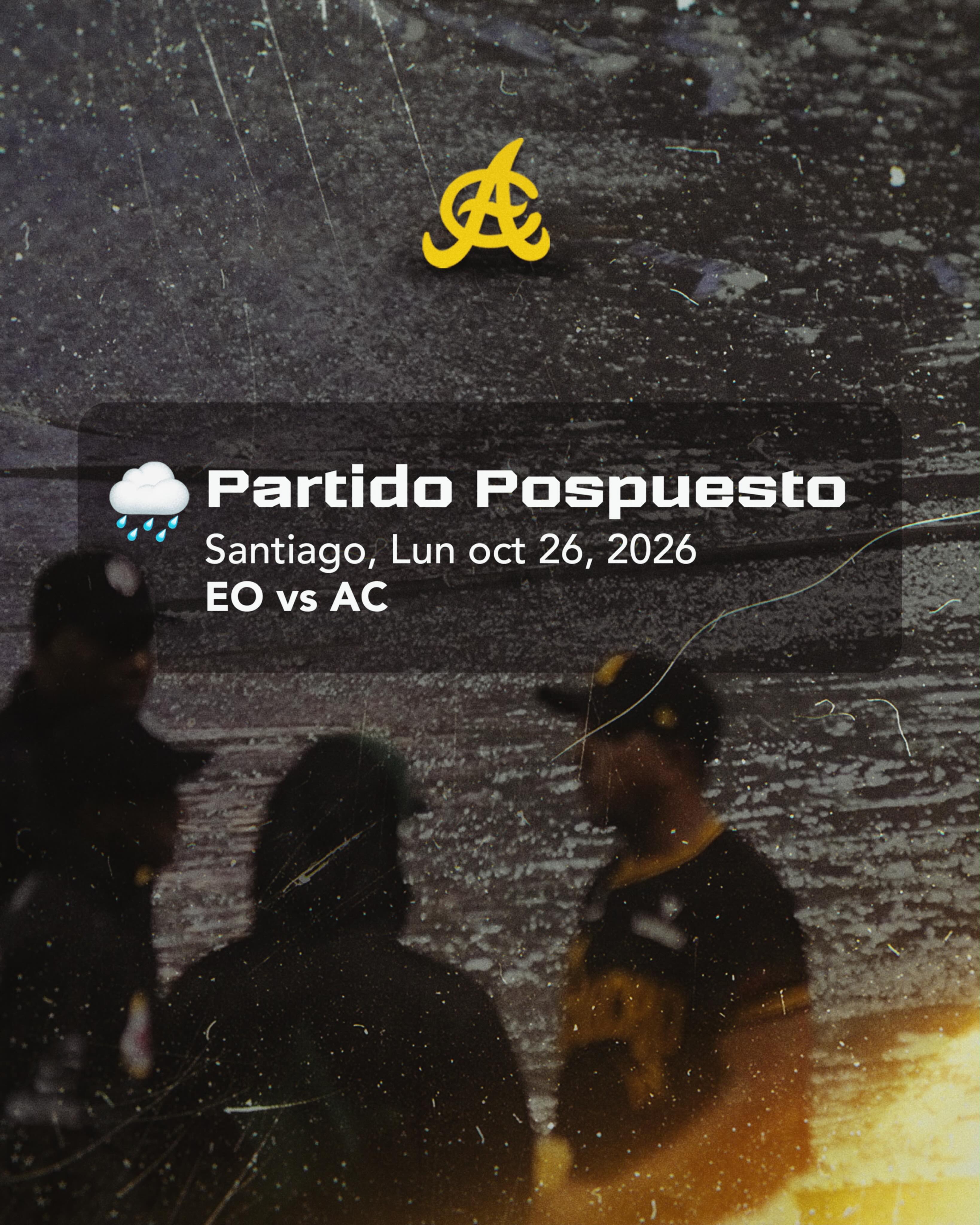 Nuestro juego de hoy ha sido pospuesto por lluvia. 🌧️